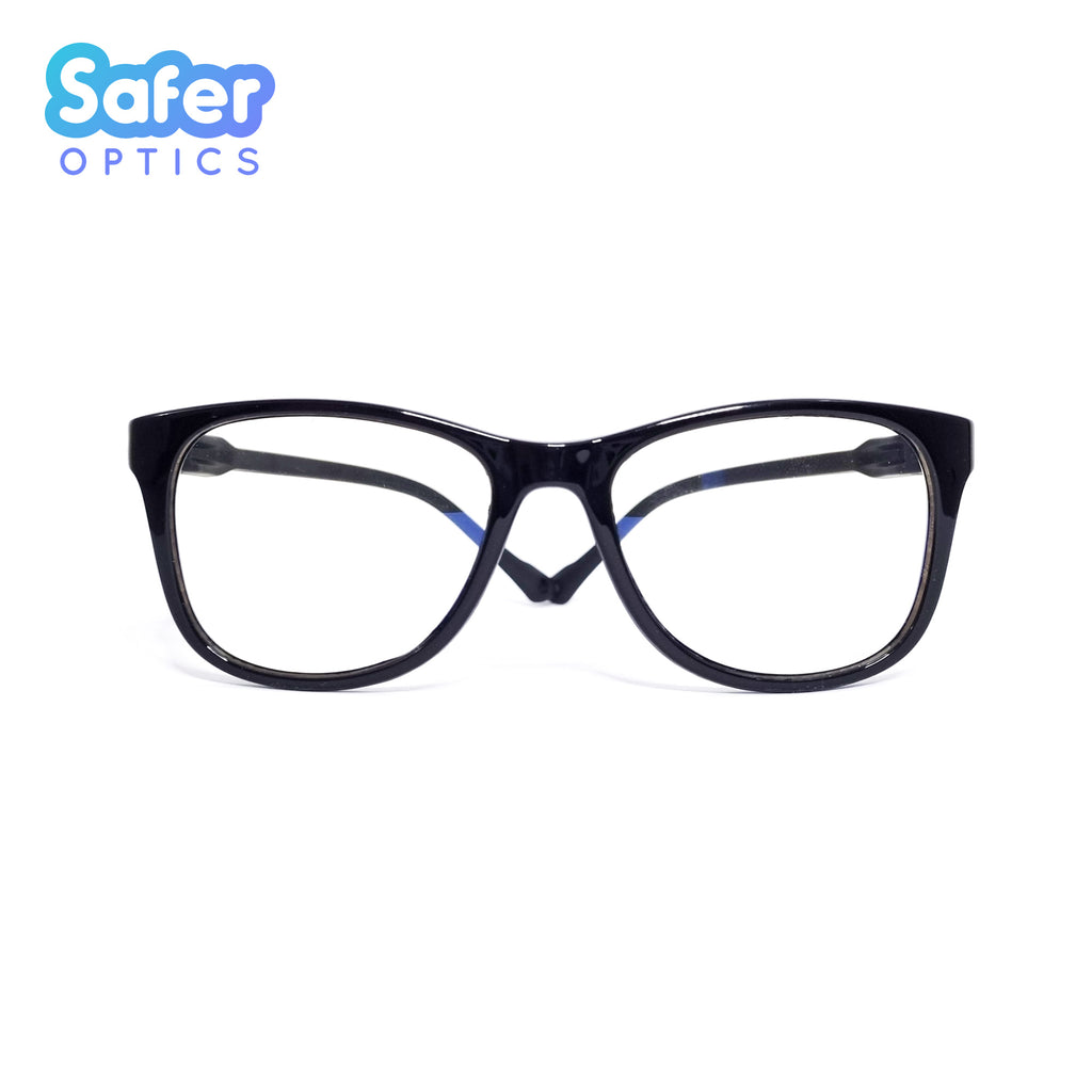 Kids F-Square - Licorice - SaferOptics Anti Blue Light Glasses Malaysia | 420Safety, Big, Black, Flex, Kids, medium, new, Square