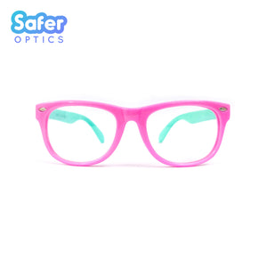 Kids Mini Wayfarer - Bubble Gum - SaferOptics Anti Blue Light Glasses Malaysia | 420Safety, Kids, last, Medium, Pink, Square, Wayfarer