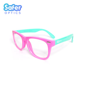 Kids Mini Wayfarer - Bubble Gum - SaferOptics Anti Blue Light Glasses Malaysia | 420Safety, Kids, last, Medium, Pink, Square, Wayfarer