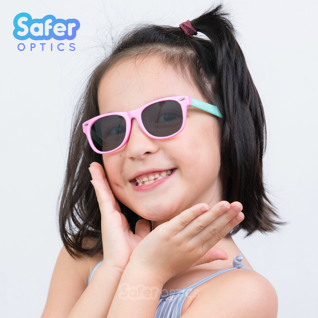Kids Wayfarer Sunglasses - Bubble Gum - SaferOptics Anti Blue Light Glasses Malaysia | 420Safety, Kids, Medium, new, Pink, Square, Sunglasses, Wayfarer