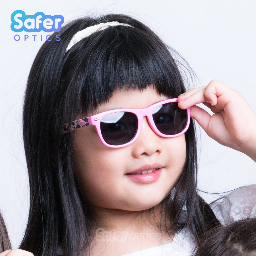Kids Mini Wayfarer Sunglasses - Camo Pink - SaferOptics Anti Blue Light Glasses Malaysia | Kids, last, Medium, new, Pink, Square, Sunglasses, Wayfarer