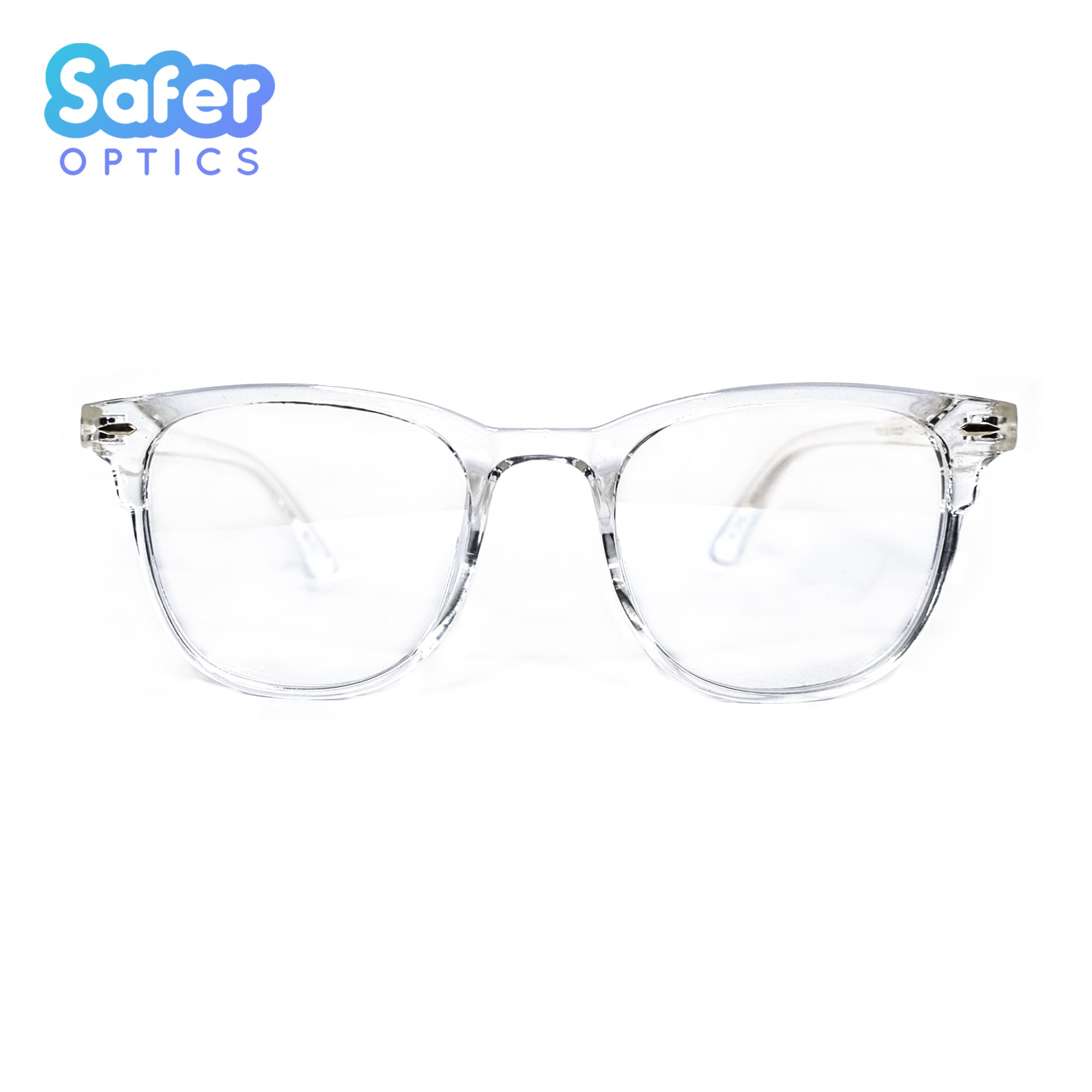 Pacific - Crystal Clear - SaferOptics Anti Blue Light Glasses Malaysia | Adult, Customize, Large, Lightweight, new, Pacific, Square, White