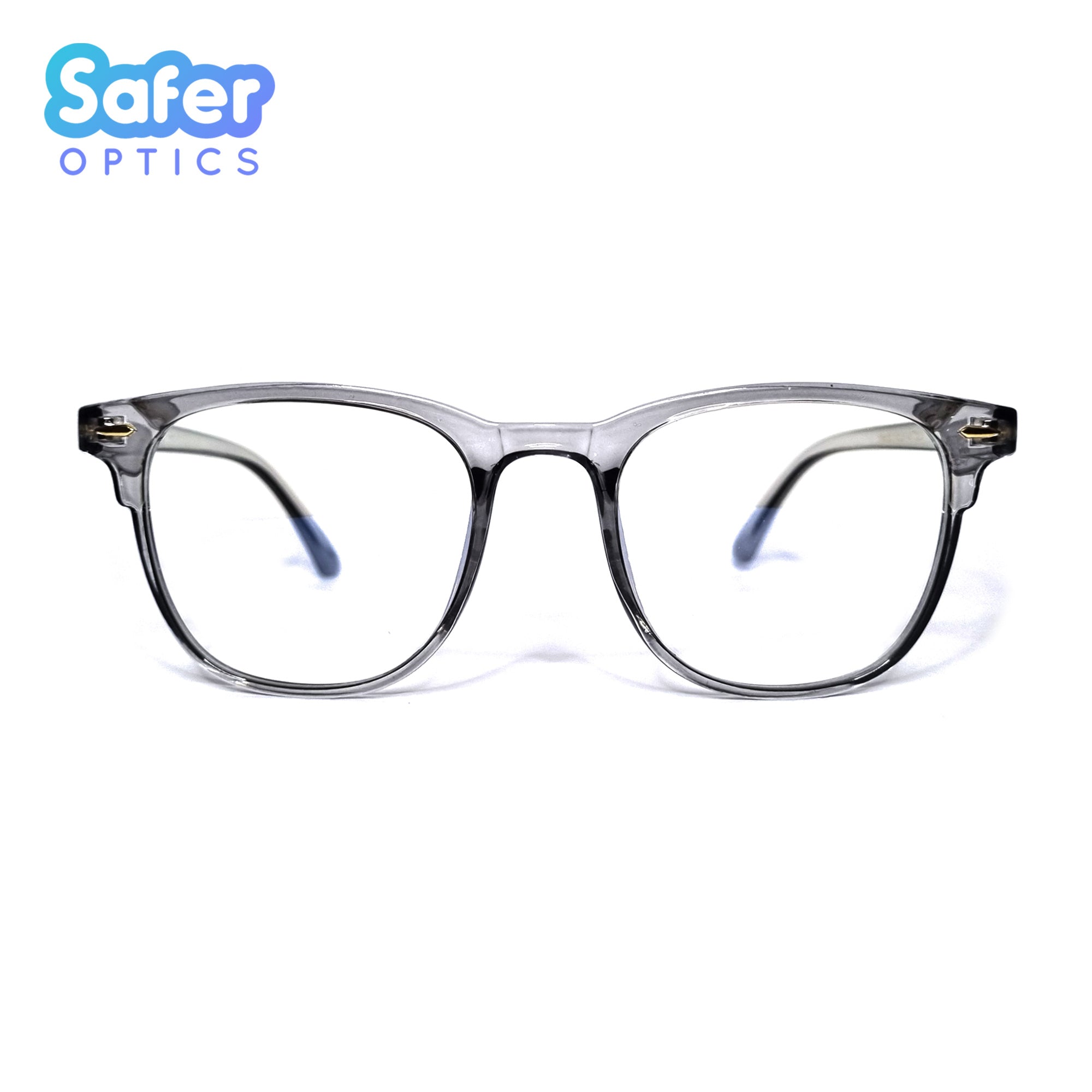 Pacific - Ice Grey - SaferOptics Anti Blue Light Glasses Malaysia | Adult, Black, Customize, Large, Lightweight, new, Pacific, Square, White