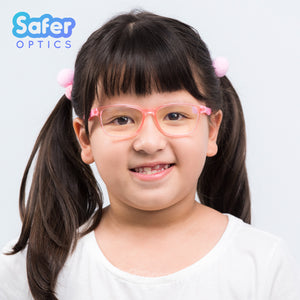 Kids Rectangle - Cherry Blossom - SaferOptics Anti Blue Light Glasses Malaysia | 420Safety, Kids, last, Pink, Rectangle, Small