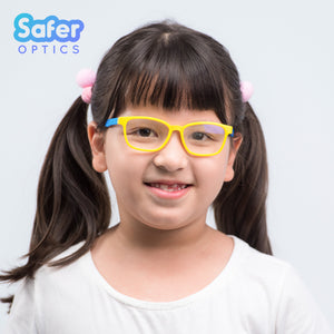 Kids Rectangle - Lemonade - SaferOptics Anti Blue Light Glasses Malaysia | 420Safety, Kids, Rectangle, Small, Yellow
