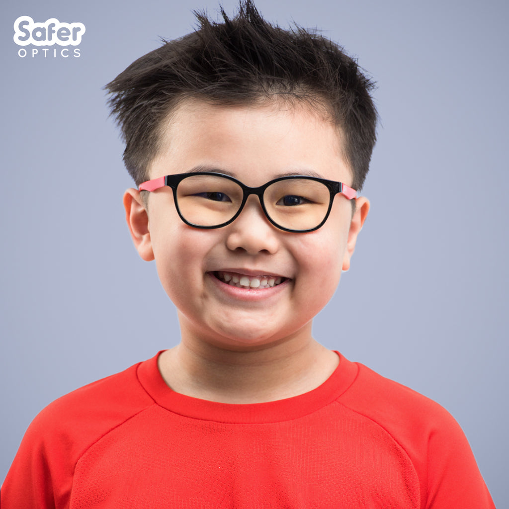 Kids Square - Black Cherry - SaferOptics Anti Blue Light Glasses Malaysia | 420Safety, Black, Kids, Medium, Square