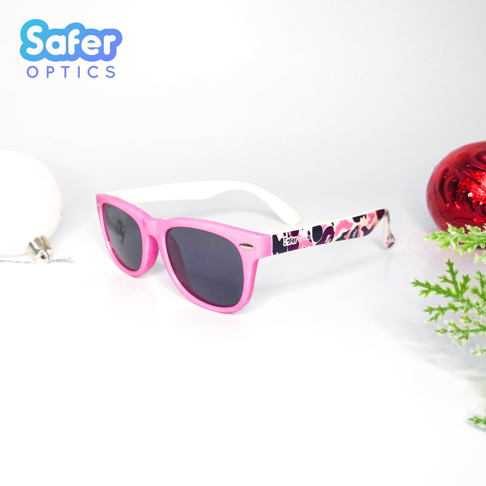 Kids Mini Wayfarer Sunglasses - Camo Pink - SaferOptics Anti Blue Light Glasses Malaysia | Kids, last, Medium, new, Pink, Square, Sunglasses, Wayfarer